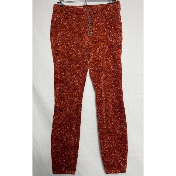 Anthropologie Pilcro Sz 26 High Rise Skinny Corduroy Pants Orange Red Stretch - Picture 1 of 8